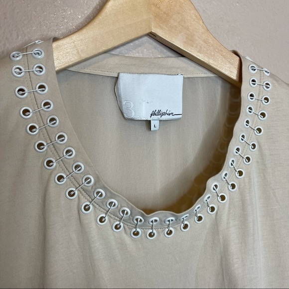3.1 Phillip Lim Safety Pin Grommet Collar Silk Blend Blouse Size Large - Picture 7 of 8